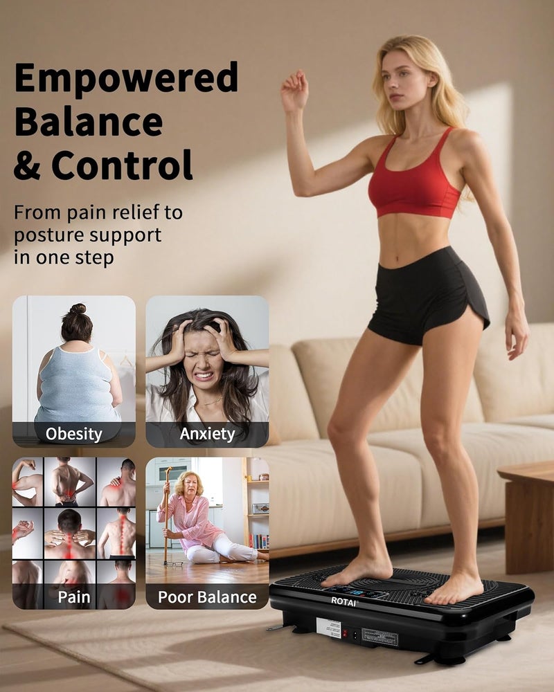 ROTAI Shake Plate Vibration Exercise Machine for Lymphatic Drainage Massager & Weight Loss, 400 lbs Capacity Whole Body Vibrating Plate Workout for Women and Men - Image 2
